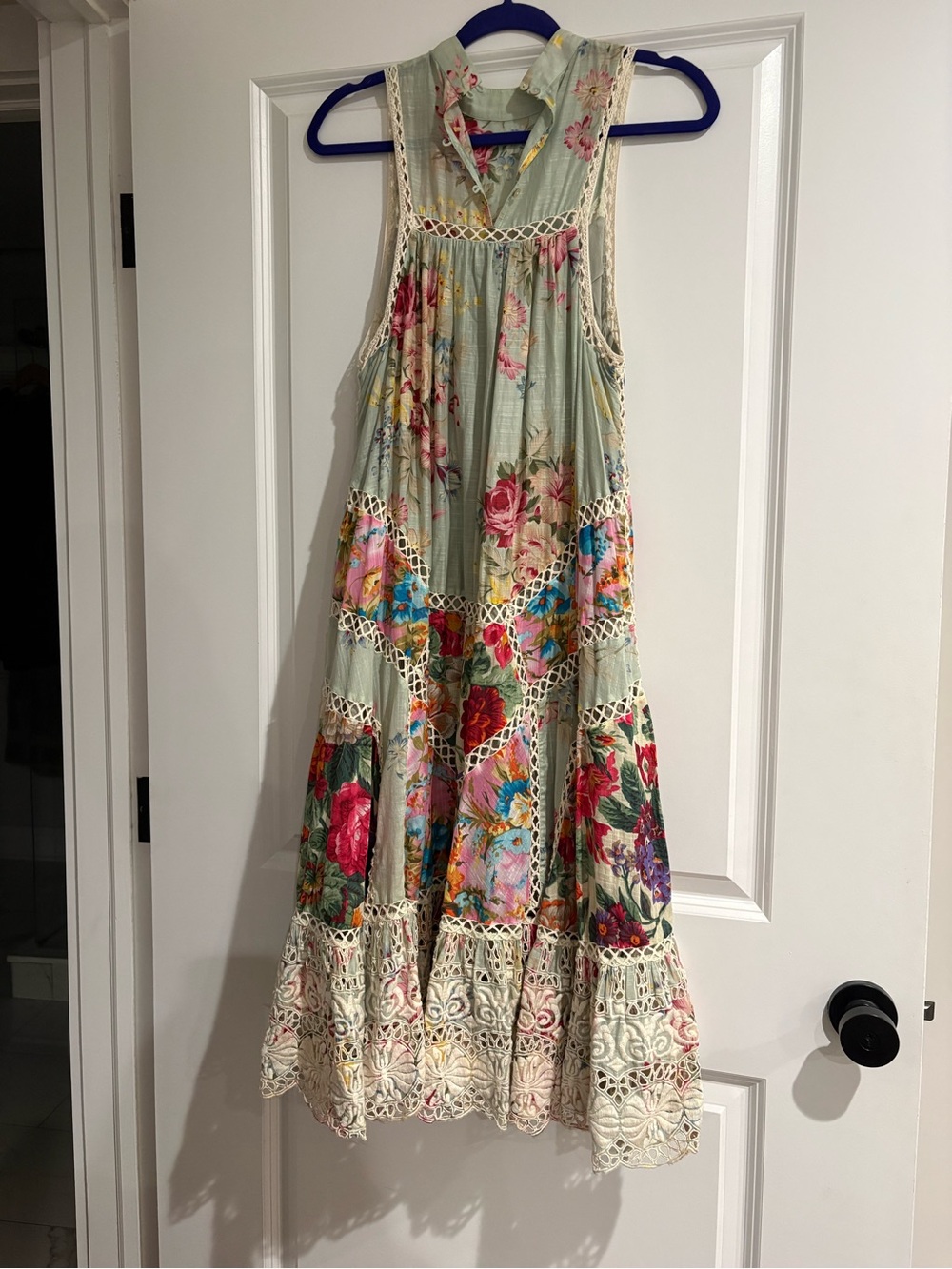 Zimmermann Frangipani Floral Patchwork Crocher Splice Maxi Dress sz 1 Rare - Picture 2 of 5